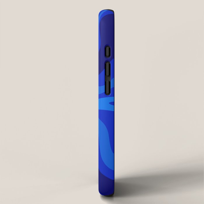 Retro Liquid Swirl Abstract Pattern in Super Blue iPhone Case Gallery Image 2