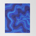 Retro Liquid Swirl Abstract Pattern in Super Blue Throw Blanket Gallery Image 2