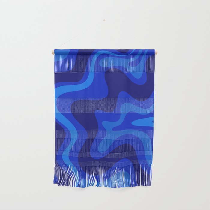 Retro Liquid Swirl Abstract Pattern in Super Blue Wall Hanging Gallery Image 1