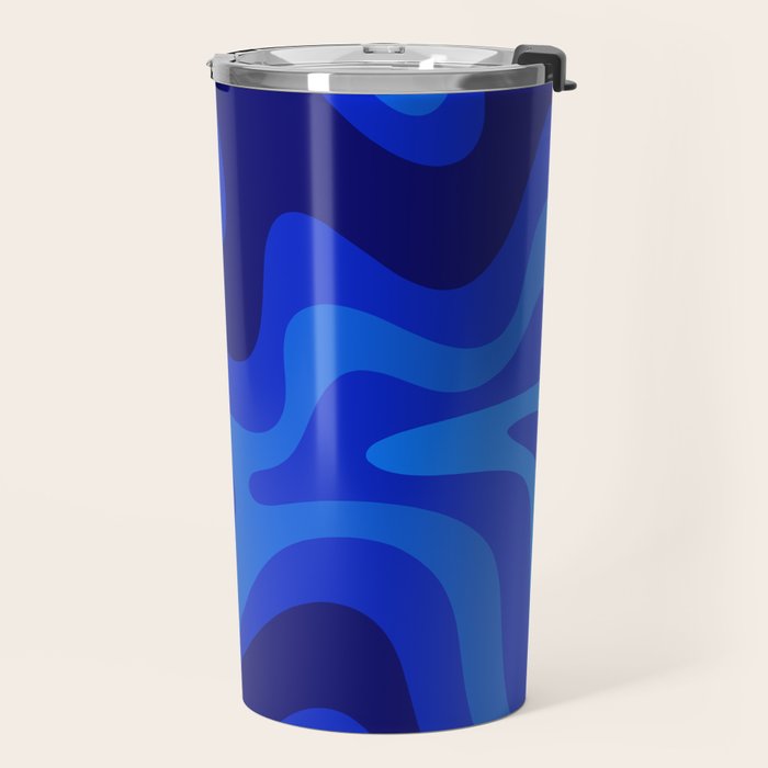 Retro Liquid Swirl Abstract Pattern in Super Blue Travel Mug Gallery Image 2