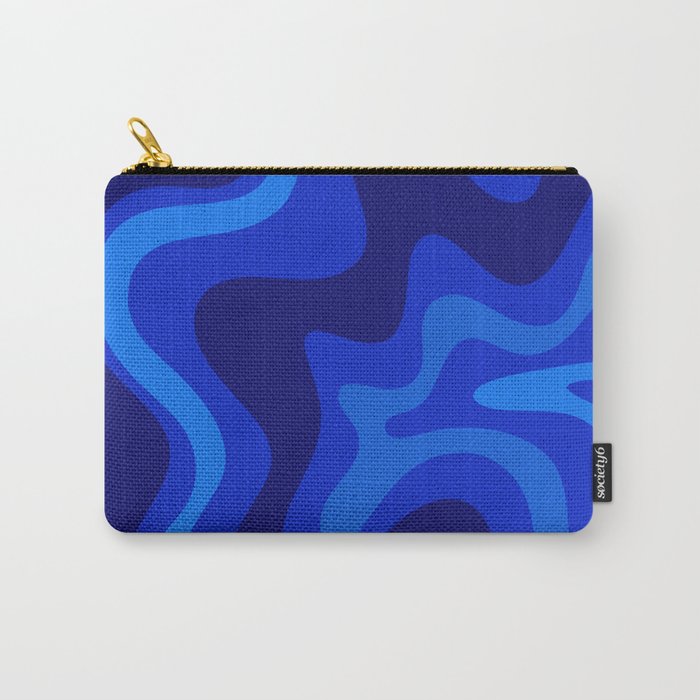 Retro Liquid Swirl Abstract Pattern in Super Blue Carry All Pouch Gallery Image 1