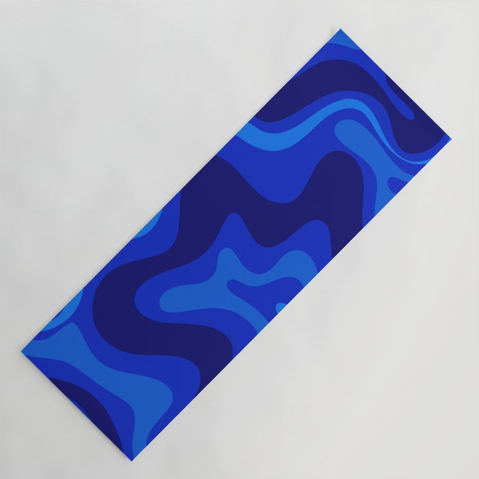 Retro Liquid Swirl Abstract Pattern in Super Blue Yoga Mat Gallery Image 1