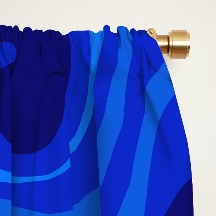 Retro Liquid Swirl Abstract Pattern in Super Blue Window Curtain Gallery Image 2