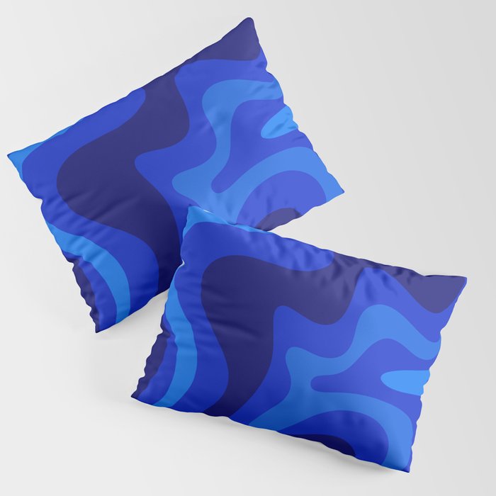 Retro Liquid Swirl Abstract Pattern in Super Blue Pillow Sham Gallery Image 3