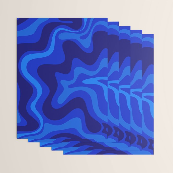 Retro Liquid Swirl Abstract Pattern in Super Blue Wrapping Paper Gallery Image 3