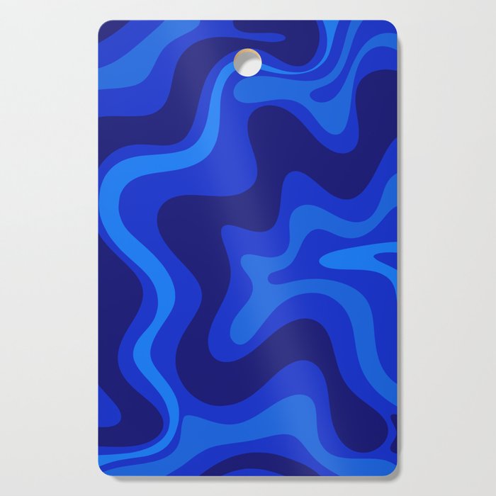 Retro Liquid Swirl Abstract Pattern in Super Blue Cutting Board Gallery Image 1