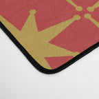 Midcentury Modern Atomic Starburst Pattern in Retro Red and Muted Mustard Desk Mat Gallery Image 4