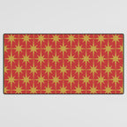 Midcentury Modern Atomic Starburst Pattern in Retro Red and Muted Mustard Desk Mat Gallery Image 3