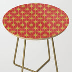 Midcentury Modern Atomic Starburst Pattern in Retro Red and Muted Mustard Side Table Gallery Image 2