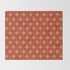 Midcentury Modern Atomic Starburst Pattern in Retro Red and Muted Mustard Throw Blanket Gallery Image 2