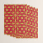 Midcentury Modern Atomic Starburst Pattern in Retro Red and Muted Mustard Wrapping Paper Gallery Image 3