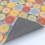 Retro Flowers Check Pattern XXIX Rug Gallery Image 4