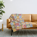 Retro Flowers Check Pattern XXIX Throw Blanket Gallery Image 1