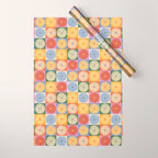 Retro Flowers Check Pattern XXIX Wrapping Paper Gallery Image 1