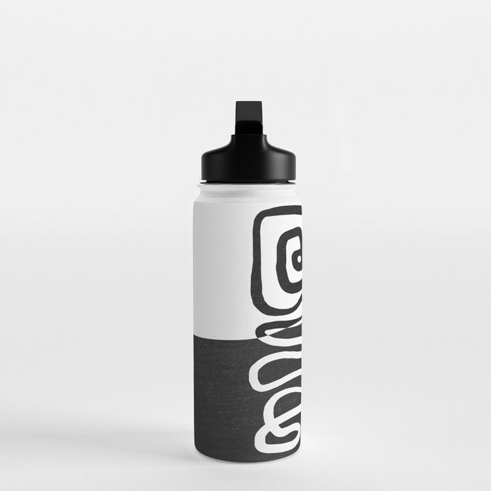 ABSTRACTION 01 | Black and White Abstract Series Water Bottle Gallery Image 3