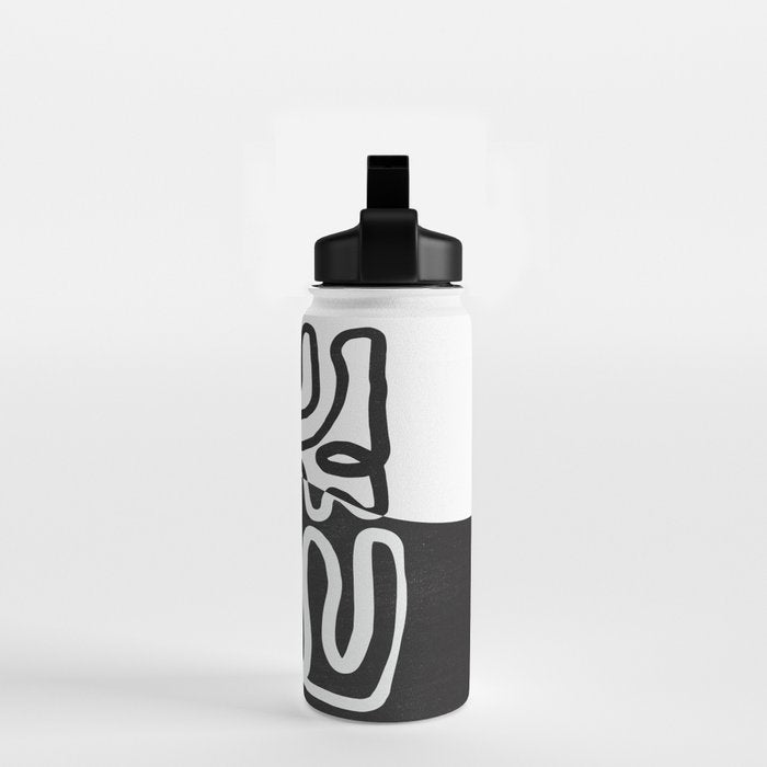 ABSTRACTION 01 | Black and White Abstract Series Water Bottle Gallery Image 2