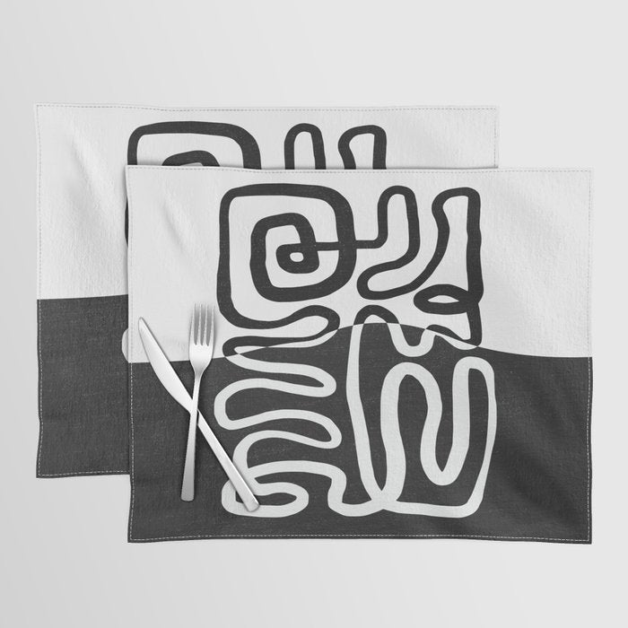 ABSTRACTION 01 | Black and White Abstract Series Placemat Gallery Image 1