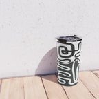 ABSTRACTION 01 | Black and White Abstract Series Travel Mug Gallery Image 4