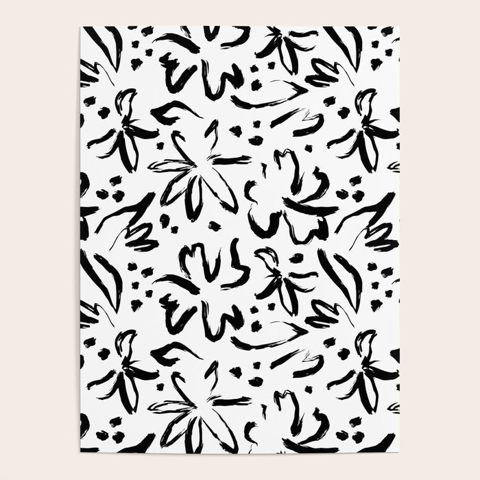 Black abstract flower art pattern Poster Gallery Image 4
