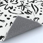 Black abstract flower art pattern Rug Gallery Image 4