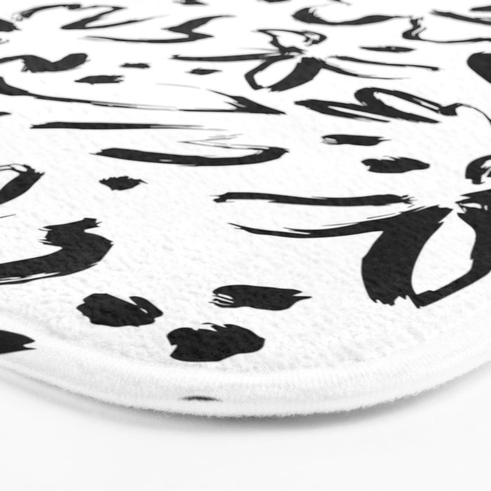 Black abstract flower art pattern Bath Mat Gallery Image 3