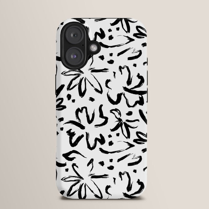Black abstract flower art pattern iPhone Case Gallery Image 13