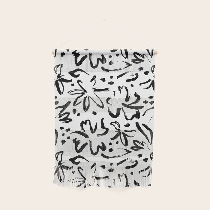 Black abstract flower art pattern Wall Hanging Gallery Image 1