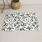 Black abstract flower art pattern Rug Gallery Image 1