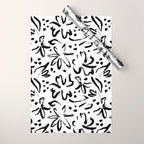 Black abstract flower art pattern Wrapping Paper Gallery Image 1