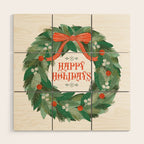Happy Holidays Christmas Wreath Wood Wall Art Gallery Image 1