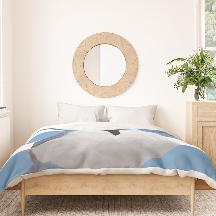 Captain Seagull on blue stripes Duvet Cover Gallery Image 3