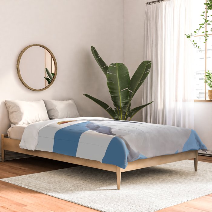 Captain Seagull on blue stripes Comforter Gallery Image 2