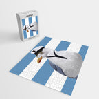 Captain Seagull on blue stripes Jigsaw Puzzle Gallery Image 2