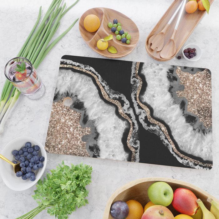 Yin Yang Agate Glitter Glam #8 #gem #decor #art #society6 Cutting Board Gallery Image 2