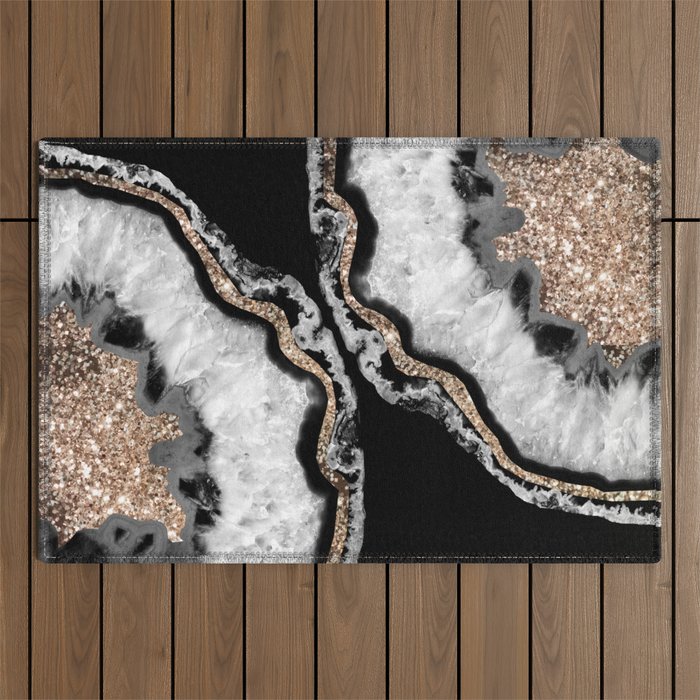 Yin Yang Agate Glitter Glam #8 #gem #decor #art #society6 Outdoor Rug Gallery Image 1