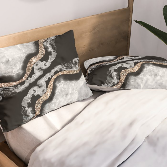 Yin Yang Agate Glitter Glam #8 #gem #decor #art #society6 Pillow Sham Gallery Image 2