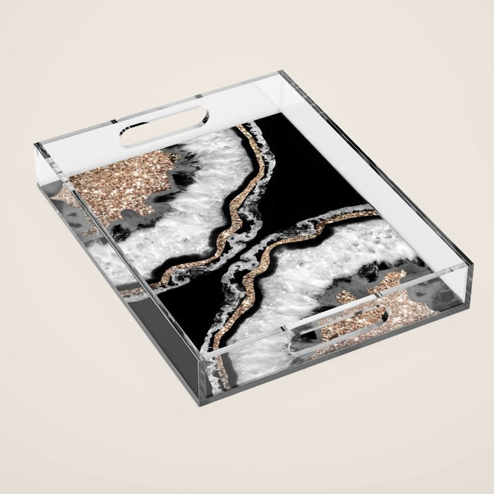 Yin Yang Agate Glitter Glam #8 #gem #decor #art #society6 Acrylic Tray Gallery Image 1