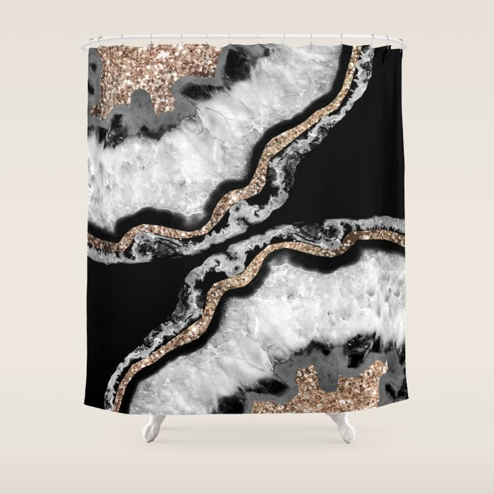 Yin Yang Agate Glitter Glam #8 #gem #decor #art #society6 Shower Curtain Gallery Image 1