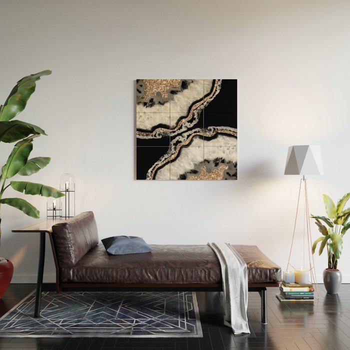 Yin Yang Agate Glitter Glam #8 #gem #decor #art #society6 Wood Wall Art Gallery Image 2