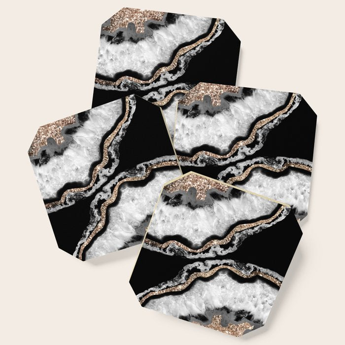 Yin Yang Agate Glitter Glam #8 #gem #decor #art #society6 Coaster Gallery Image 1