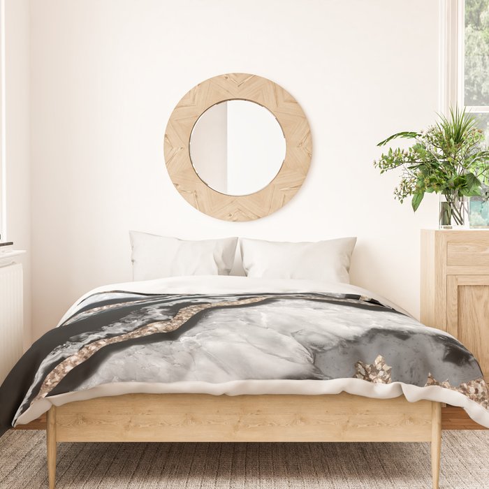 Yin Yang Agate Glitter Glam #8 #gem #decor #art #society6 Duvet Cover Gallery Image 3