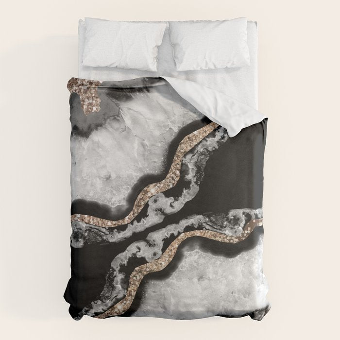 Yin Yang Agate Glitter Glam #8 #gem #decor #art #society6 Duvet Cover Gallery Image 6