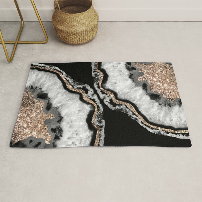Yin Yang Agate Glitter Glam #8 #gem #decor #art #society6 Rug Gallery Image 1