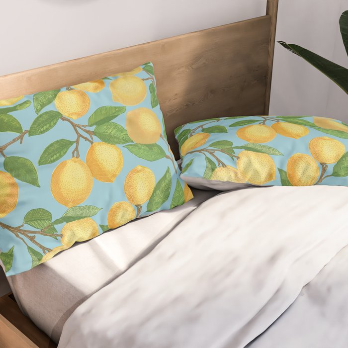 Lemonade on Blue Background Pillow Sham Gallery Image 2