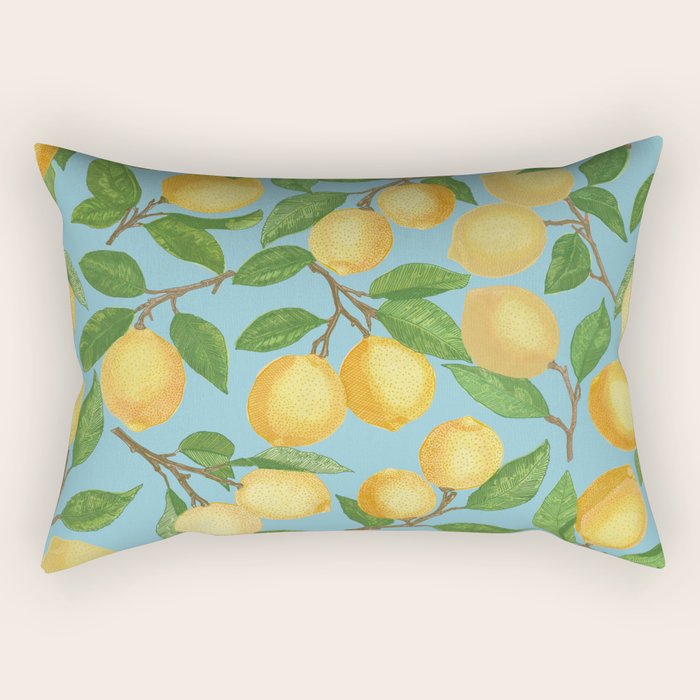 Lemonade on Blue Background Rectangular Pillow Gallery Image 1