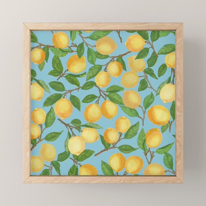 Lemonade on Blue Background Mini Art Print Gallery Image 1