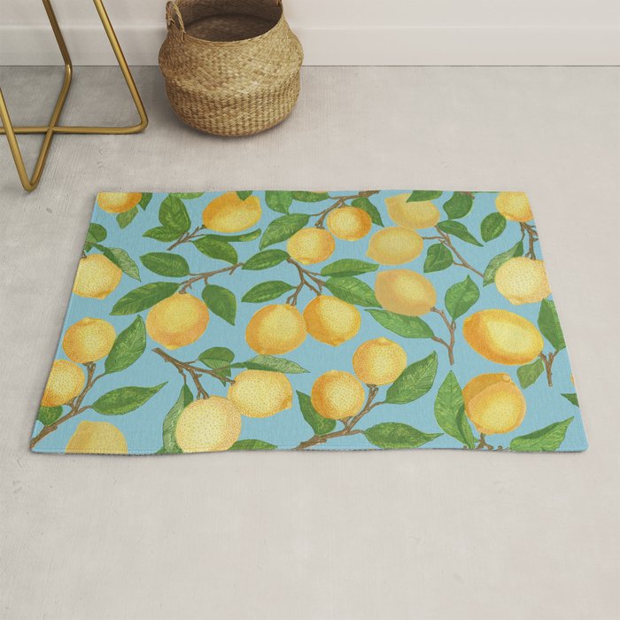 Lemonade on Blue Background Rug Gallery Image 1