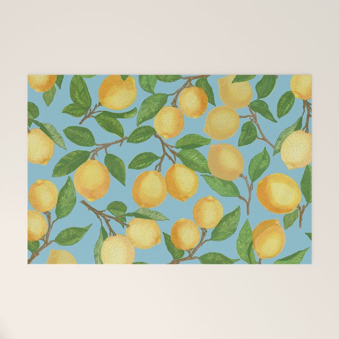 Lemonade on Blue Background Welcome Mat Gallery Image 1