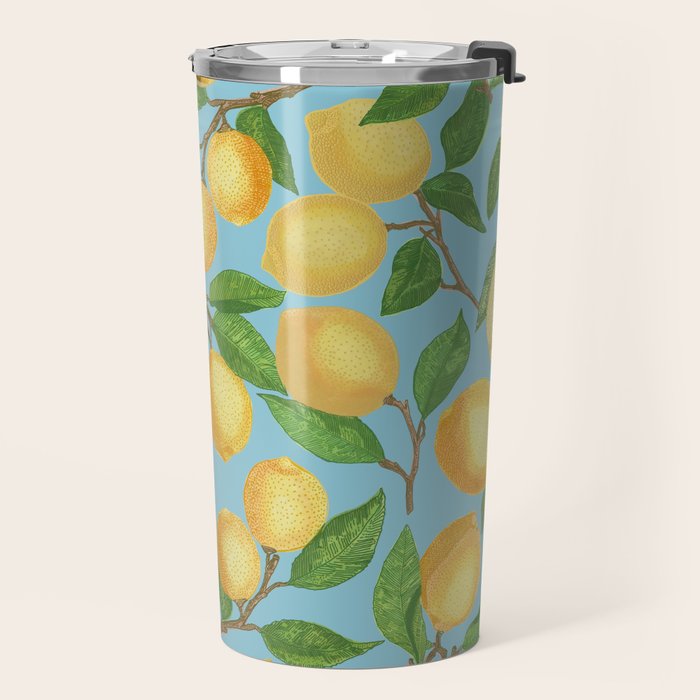Lemonade on Blue Background Travel Mug Gallery Image 2
