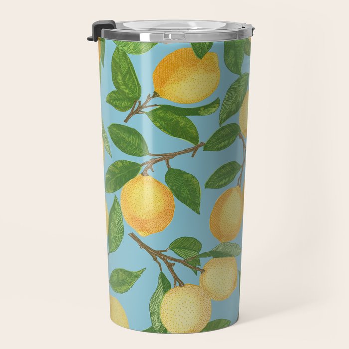Lemonade on Blue Background Travel Mug Gallery Image 3